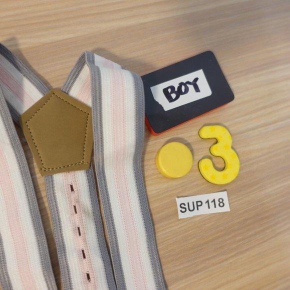 Suspender Boy Pink Gray Button Leather Y Back Classic‎ Formal Stretch Elastic - Picture 8 of 8